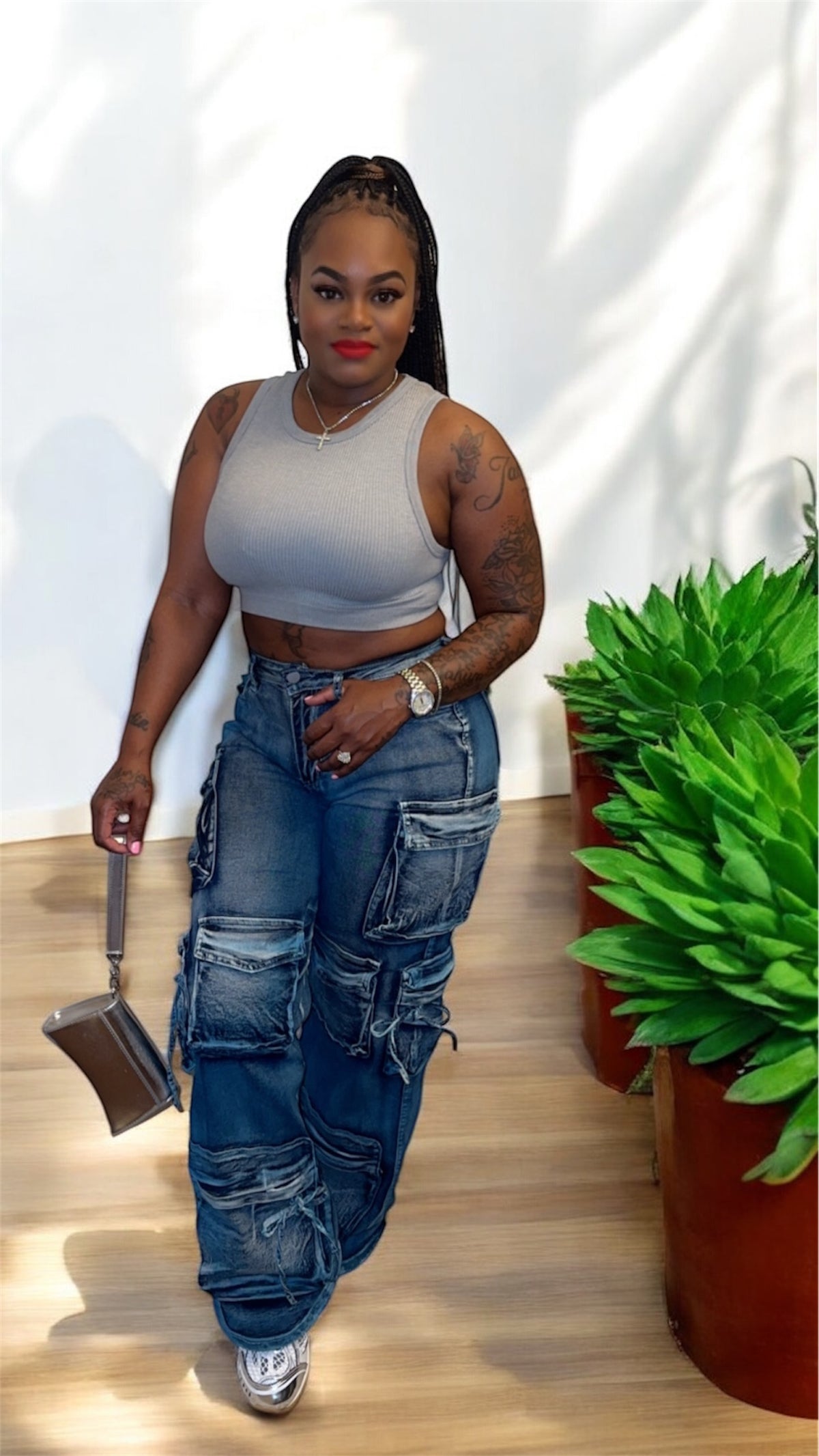 Color Dyed Multi Pocket Pants blue