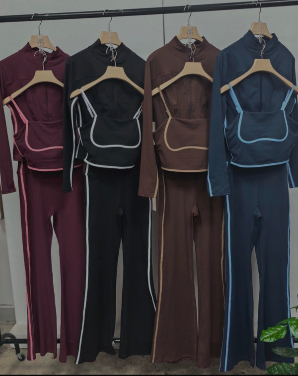 On Track 3- Piece Pant Set (Pink)
