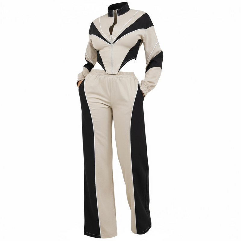 COLORBLOCK WIND-RESISTANT JACKET AND PANT SET