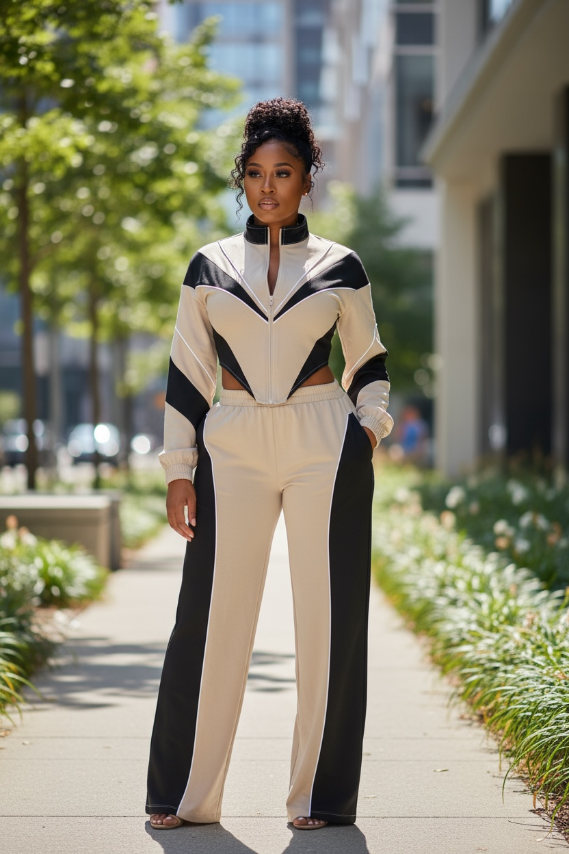 COLORBLOCK WIND-RESISTANT JACKET AND PANT SET