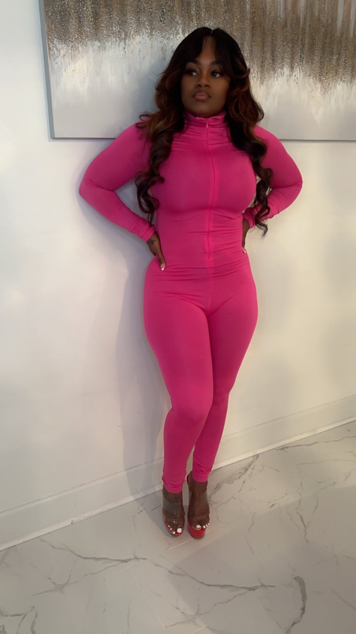 SOLID MOCKNECK JUMPSUIT