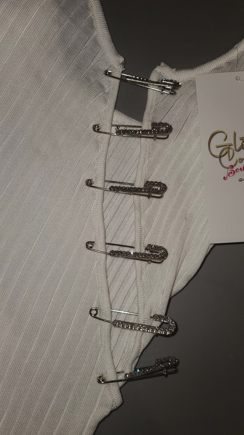 White Safety Pin Dress